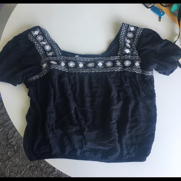 Mudd black square neck embroidered blouse - Picture 2 of 6